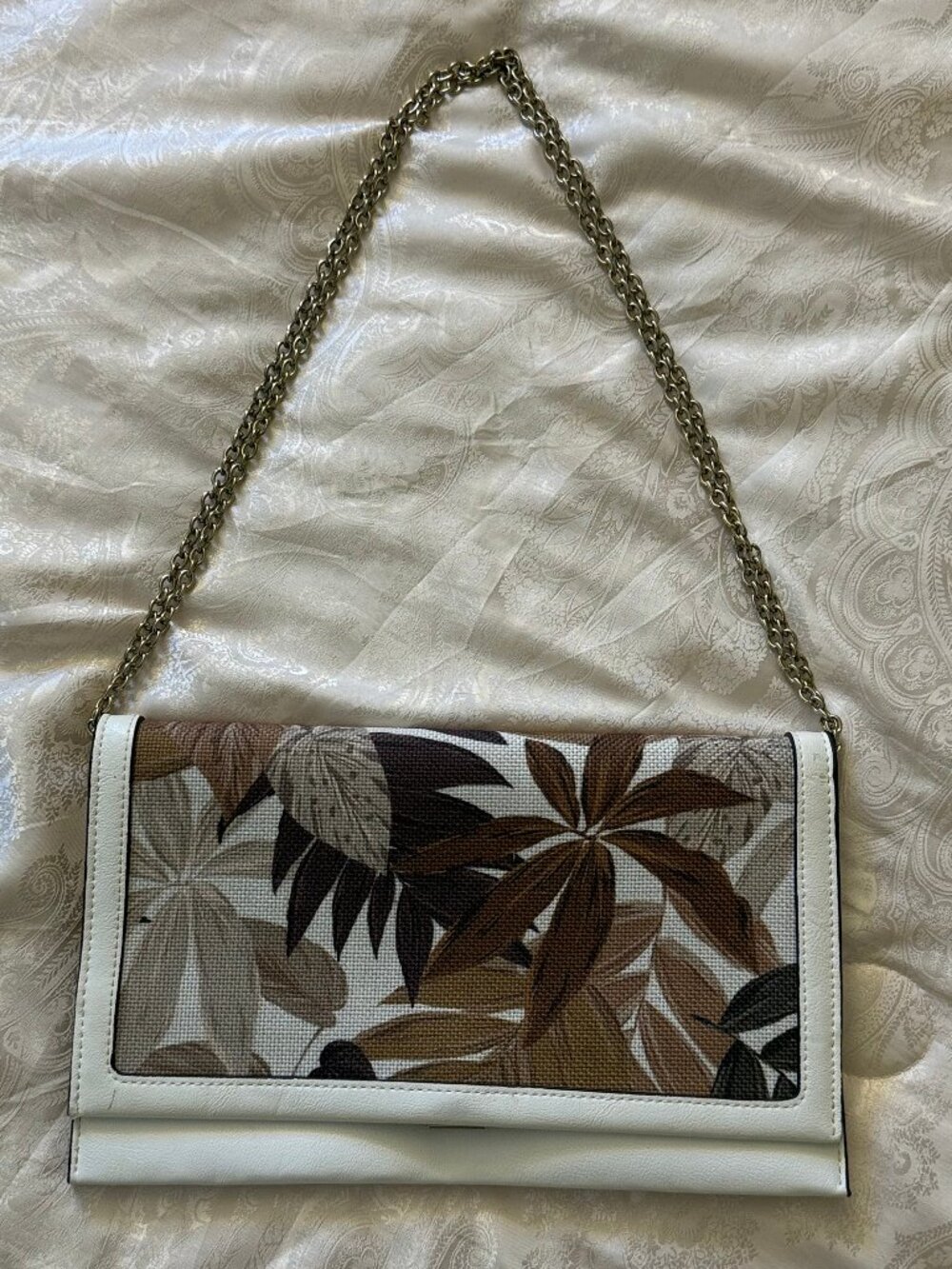 INC International Concepts Cream Tropical Flap Shoulder Bag